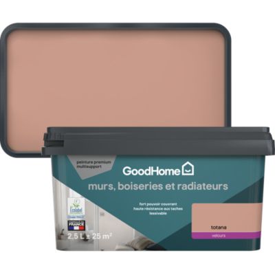 Peinture murs, boiseries et radiateurs orange terracotta totana velours GoodHome Premium 2.5 L
