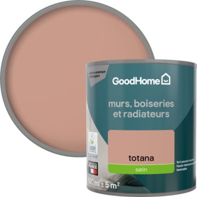 Peinture murs, boiseries et radiateurs orange totana satin GoodHome Premium 0.5 L