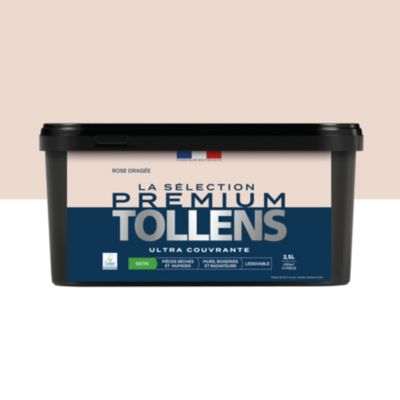 Peinture murs, boiseries et radiateurs rose dragée satin Tollens Premium 2.5 L