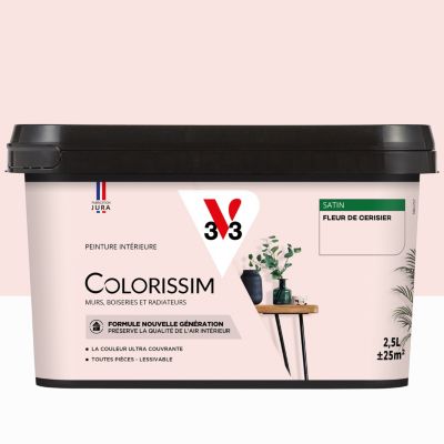 Peinture murs, boiseries et radiateurs rose fleur de cerisier satin V33 Colorissim 2.5 L