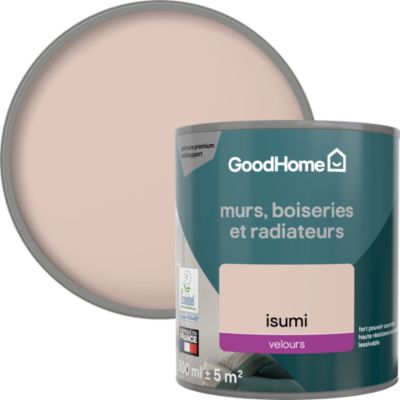 Peinture murs, boiseries et radiateurs rose isumi velours GoodHome Premium 0.5 L