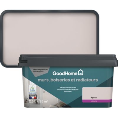 Peinture murs, boiseries et radiateurs rose kyoto velours GoodHome Premium 2.5 L
