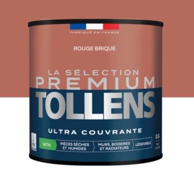Peinture murs, boiseries et radiateurs rouge brique satin Tollens Premium 0.5 L