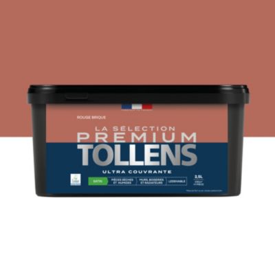 Peinture murs, boiseries et radiateurs rouge brique satin Tollens Premium 2.5 L