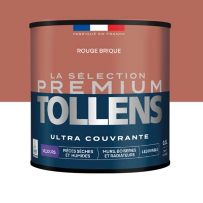 Peinture murs, boiseries et radiateurs rouge brique velours Tollens Premium 0.5 L