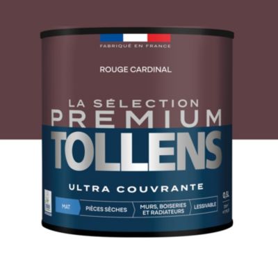 Peinture murs, boiseries et radiateurs rouge cardinal mat Tollens Premium 0.5 L