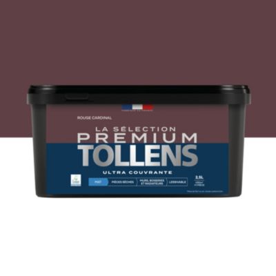 Peinture murs, boiseries et radiateurs rouge cardinal mat Tollens Premium 2.5 L