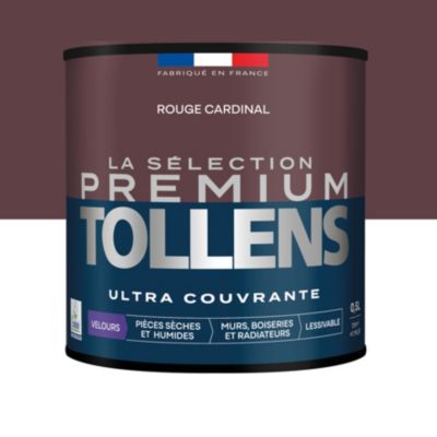 Peinture murs, boiseries et radiateurs rouge cardinal velours Tollens Premium 0.5 L
