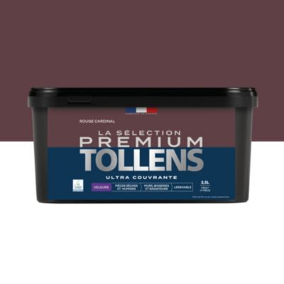 Peinture murs, boiseries et radiateurs rouge cardinal velours Tollens Premium 2.5 L