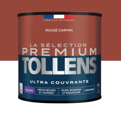 Peinture murs, boiseries et radiateurs rouge carmin velours Tollens Premium 0.5 L