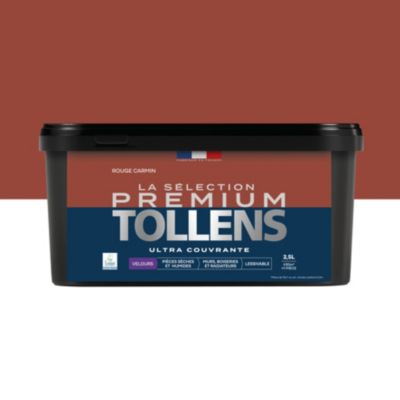 Peinture murs, boiseries et radiateurs rouge carmin velours Tollens Premium 0.5 L
