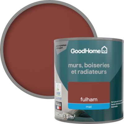 Peinture murs, boiseries et radiateurs rouge fulham mat GoodHome Premium 0.5 L