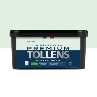 Peinture murs, boiseries et radiateurs vert d'eau satin Tollens Premium 2.5 L