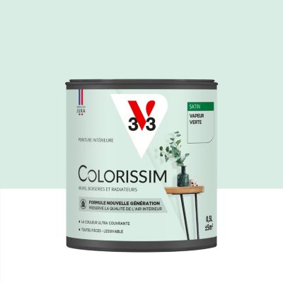 Peinture murs, boiseries et radiateurs vert d'eau satin V33 Colorissim ...