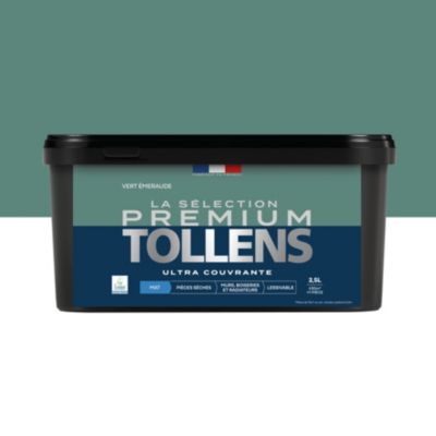 Peinture murs, boiseries et radiateurs vert emeraude mat Tollens Premium 2.5 L