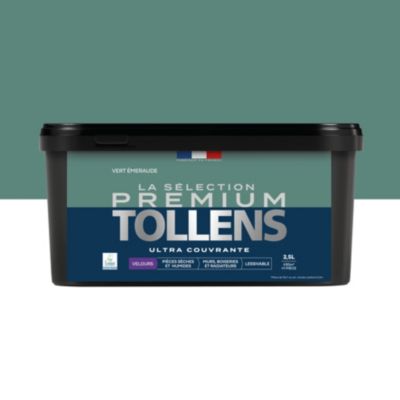Peinture murs, boiseries et radiateurs vert emeraude velours Tollens Premium 2.5 L