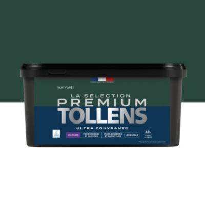 Peinture murs, boiseries et radiateurs vert forêt velours Tollens Premium 2.5 L