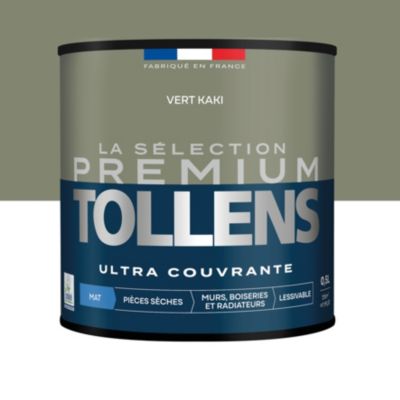 Peinture murs, boiseries et radiateurs vert kaki mat Tollens Premium 0.5 L