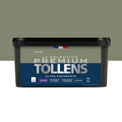 Peinture murs, boiseries et radiateurs vert kaki velours Tollens Premium 2.5 L