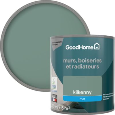 Peinture murs, boiseries et radiateurs vert kilkenny mat GoodHome Premium 0.5 L