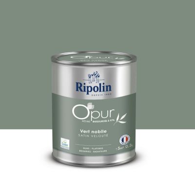 Peinture murs, boiseries et radiateurs vert nobile satin velouté Ripolin O'pur 0.5 L
