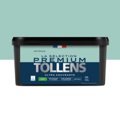 Peinture murs, boiseries et radiateurs vert opaline satin Tollens Premium 2.5 L
