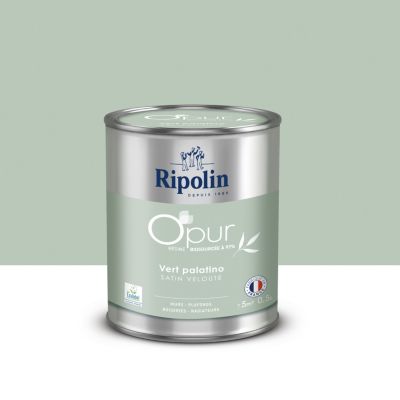 Peinture murs, boiseries et radiateurs vert palatino satin velouté Ripolin O'pur 0.5 L