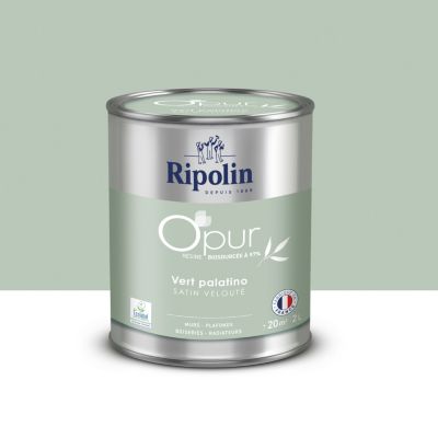 Peinture murs, boiseries et radiateurs vert palatino satin velouté Ripolin O'pur 2 L