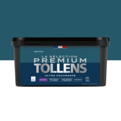 Peinture murs, boiseries et radiateurs vert paon velours Tollens Premium 2.5 L