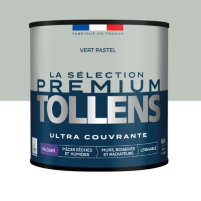 Peinture murs, boiseries et radiateurs vert pastel velours Tollens Premium 0.5 L