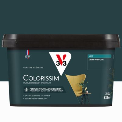 Peinture murs, boiseries et radiateurs vert profond mat V33 Colorissim ...