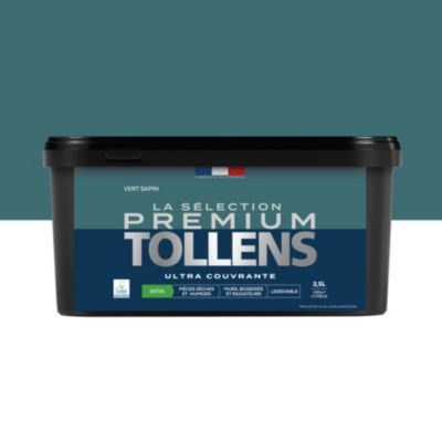 Peinture murs, boiseries et radiateurs vert sapin satin Tollens Premium 2.5 L
