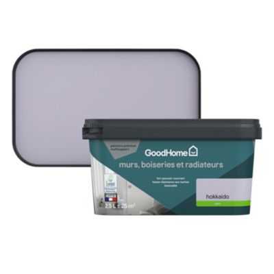 Peinture murs, boiseries et radiateurs violet hokkaido satin GoodHome Premium 2.5 L