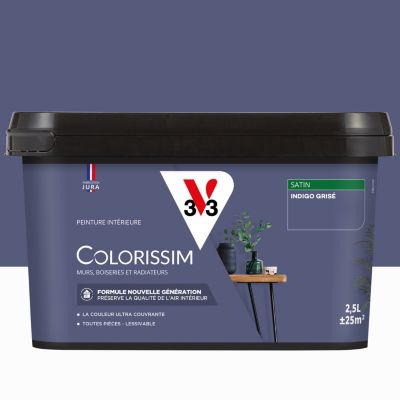 Peinture murs, boiseries et radiateurs violet indigo grisé satin V33 Colorissim 2.5 L