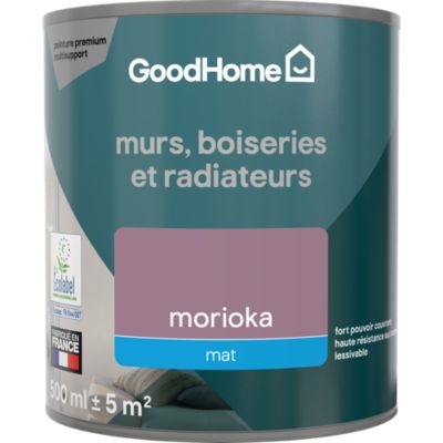 Peinture murs, boiseries et radiateurs violet morioka mat GoodHome Premium 0.5 L