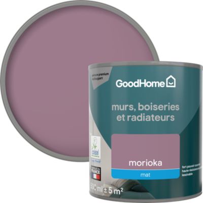 Peinture murs, boiseries et radiateurs violet morioka mat GoodHome Premium 0.5 L