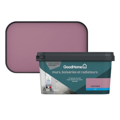 Peinture murs, boiseries et radiateurs violet morioka mat GoodHome Premium 2.5 L