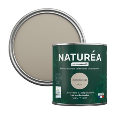 Peinture murs et boiseries beige avoine sauvage velours GoodHome Naturéa 0.5 L