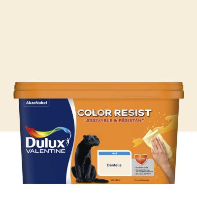 Peinture murs et boiseries beige dentelle mat Dulux Valentine Color Resist 2.5 L