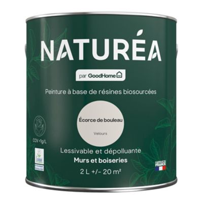 Peinture murs et boiseries beige écorce de bouleau velours GoodHome Naturéa 2 L