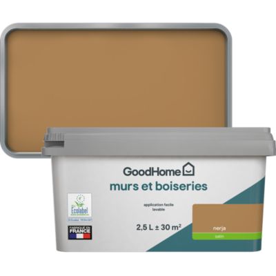 Peinture murs et boiseries beige nerja satin GoodHome 2.5 L