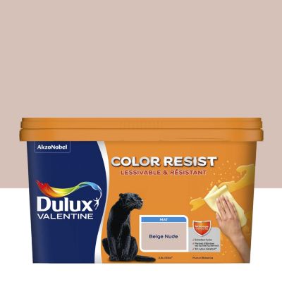 Peinture murs et boiseries beige nude mat Dulux Valentine Color Resist 2.5 L