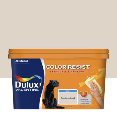 Peinture murs et boiseries beige sable naturel mat Dulux Valentine Color Resist 2.5 L