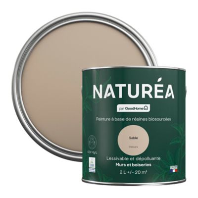 Peinture murs et boiseries beige sable velours GoodHome Naturéa 2 L