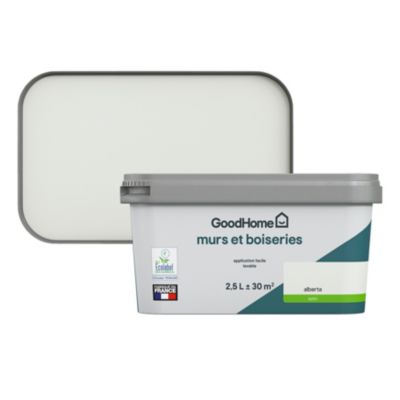 Peinture murs et boiseries blanc alberta satin GoodHome 2.5 L