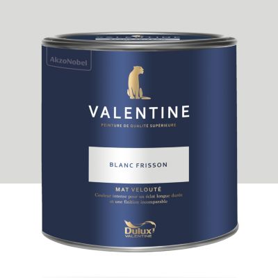 Peinture murs et boiseries blanc frisson Dulux Valentine Mat Velouté 2 L