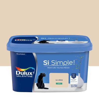 Peinture murs et boiseries blanc le crème satin Dulux Valentine Si Simple ! 2.5 L