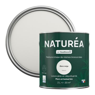 Peinture murs et boiseries blanc neige velours GoodHome Naturéa 2 L