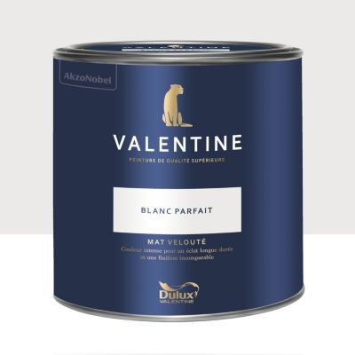Peinture murs et boiseries blanc parfait Dulux Valentine Mat Velouté 2 L
