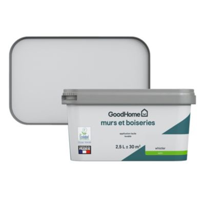 Peinture murs et boiseries blanc whistler satin GoodHome 2.5 L